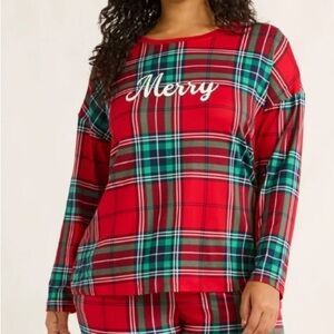 NWOT Joyspun Plaid Women's Pajama Top ONLY- Red and Green